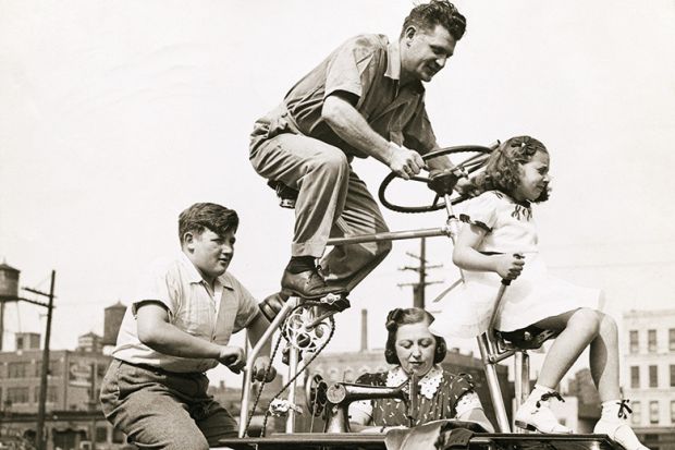 Family riding a bike