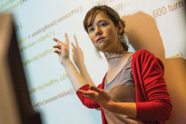 Female lecturer teaching