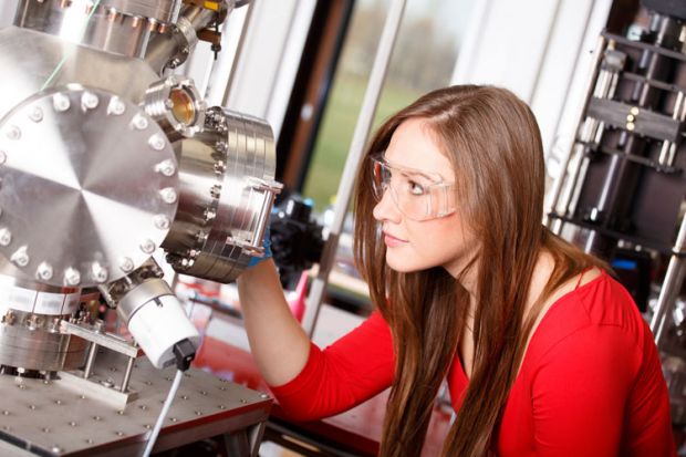 Female student working in a laboratory