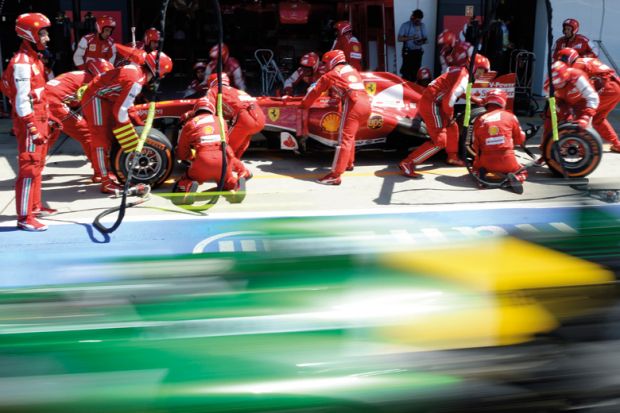 Fernando Alonso makes pit stop, Formula One Grand Prix, Silverstone, 2013