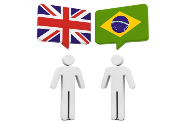 Flags of United Kingdom and Brazil