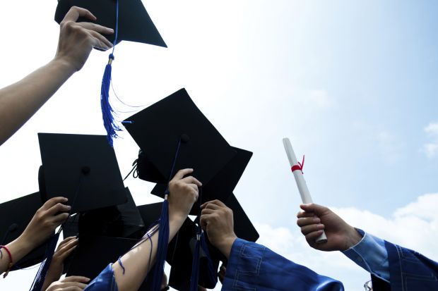 Graduates mortarboards