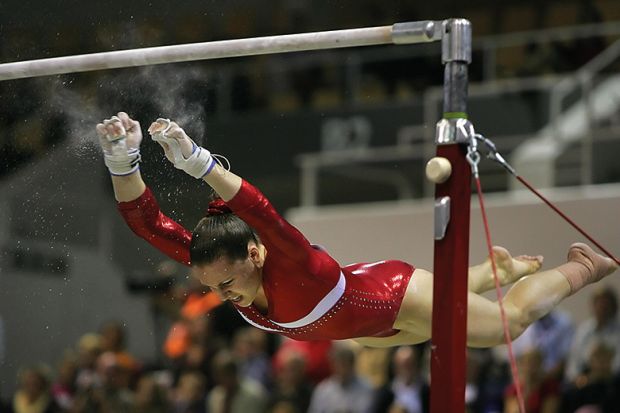 Gymnast falling off bars