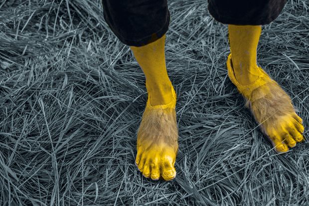 Hobbit feet standing on grass