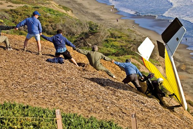 Human chain trying to rescue small plane