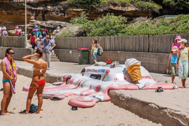 Ice cream van art on the beach