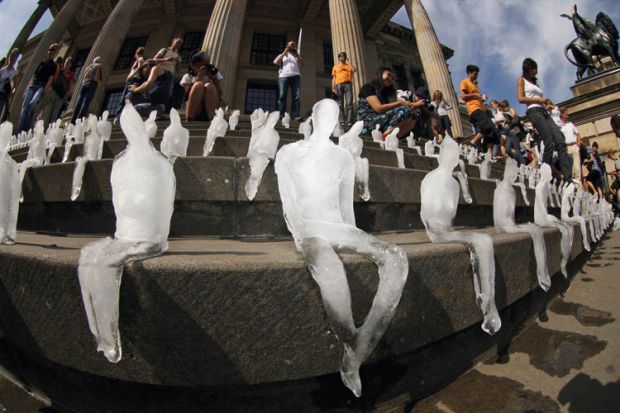 Ice sculptures, Gendarmenmarkt public square, Berlin