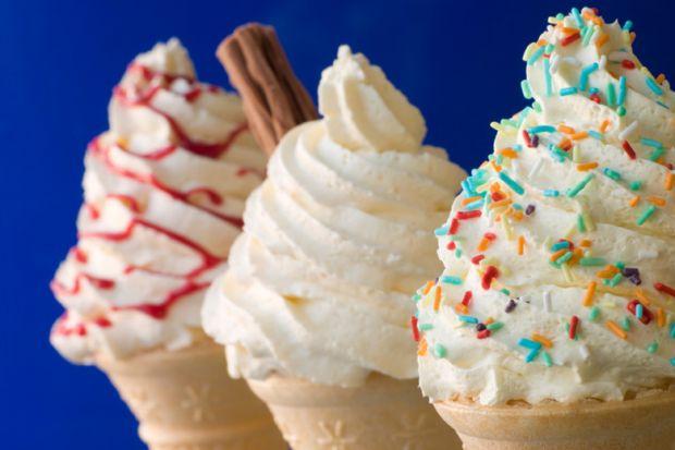 Three ice cream cones