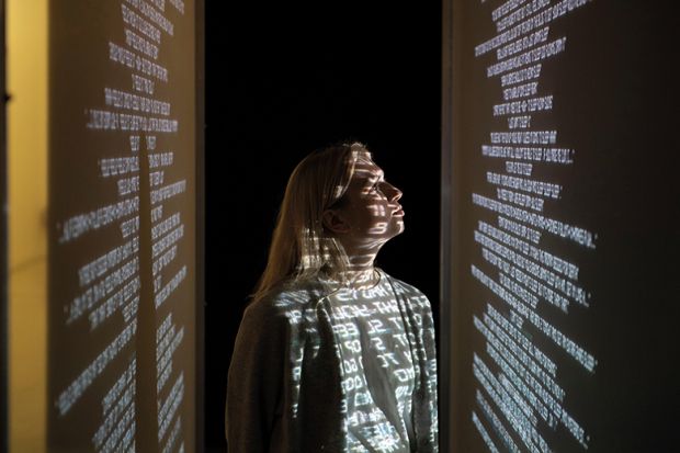 Final touches to the winter 2019 exhibition at Somerset House, “24/7: A Wake-Up Call For Our Non-Stop World”