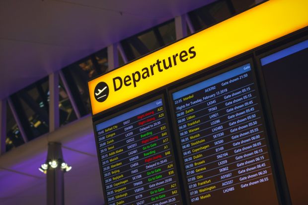 Departures board at an airport