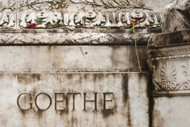 Goethe monument with flowers