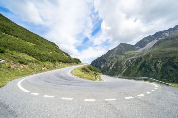 Hairpin bend on road