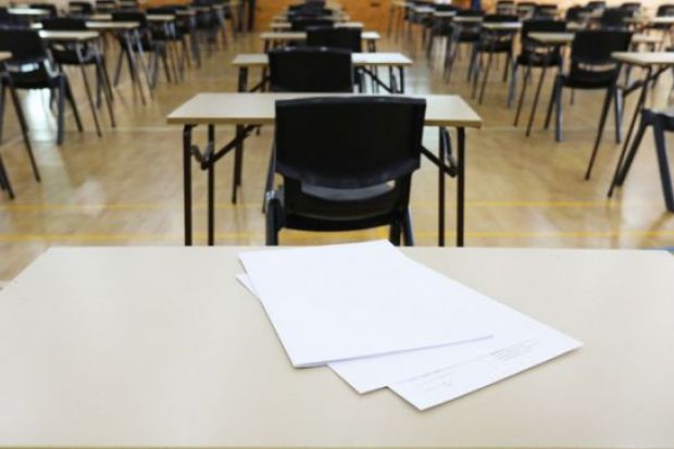 An empty exam room from behind