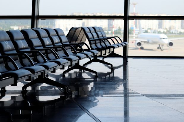 Empty seats in an airport lounge