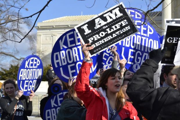 Pro-choice and pro-life protesters