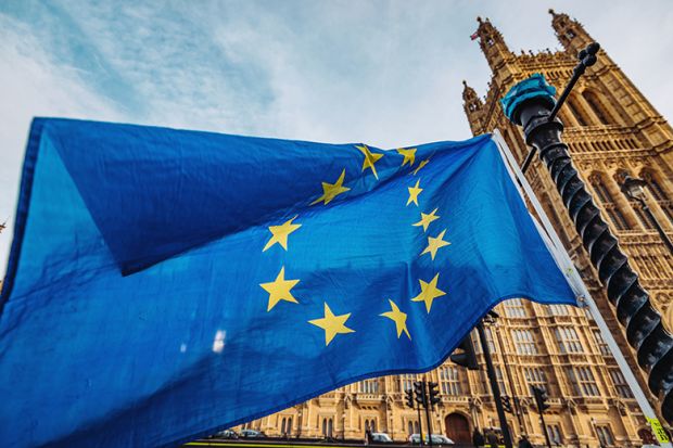 EU flags outside the Houses of Parliament