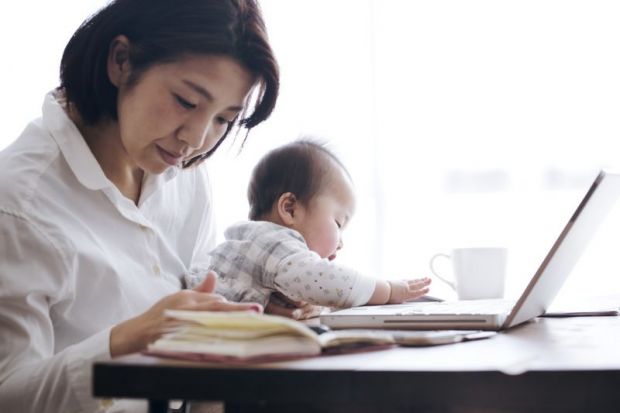 Female researcher with child