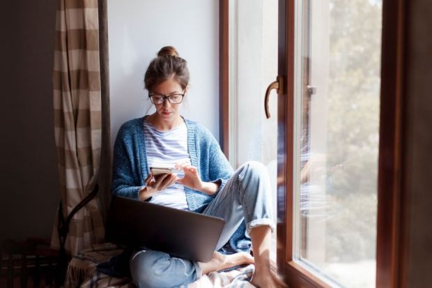 young woman in quarantine staying indoors