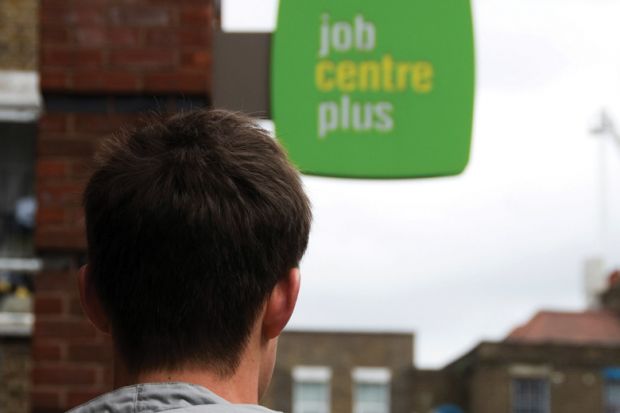 Young man looking at the job centre