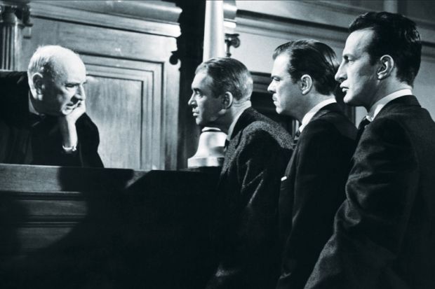 Joseph Welch, James Stewart, Brooks West and George C. Scott, Anatomy of a Murder, 1959