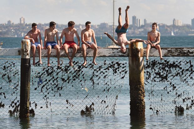 Jumping off a pier