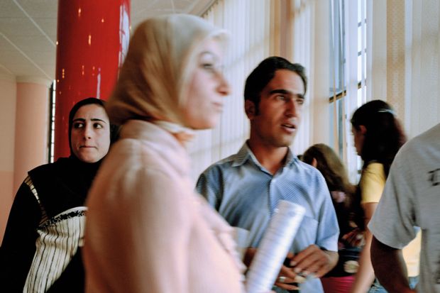 Kurdish students in the hallway of Sulaymaniyah University