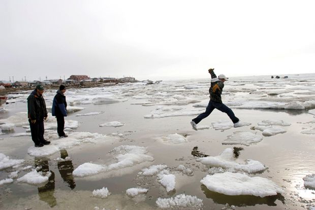 Leaping across ice