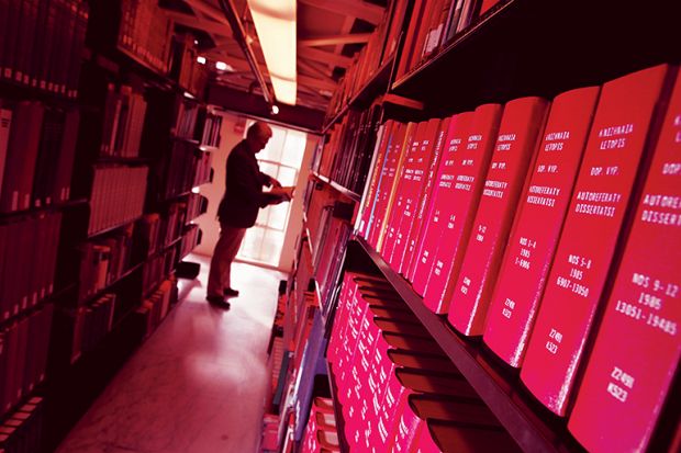 Man in library