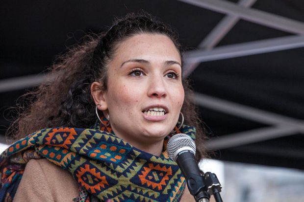 Malia Bouattia, National Union of Students (NUS), speaking to crowd