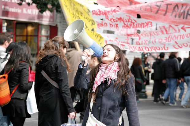 Woman with megaphone