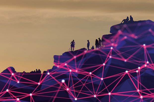 montage of people climbing gritstone rocks in Northern England with science networks