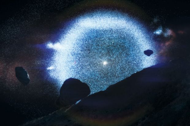 Oort cloud surrounding solar system (illustration)