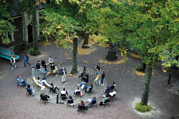 students outside