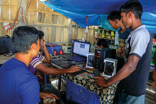 Young people using internet, India