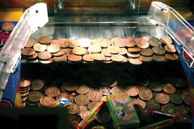 Penny game in amusement arcade