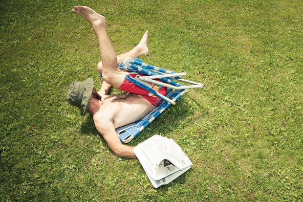 Person trapped in deckchair