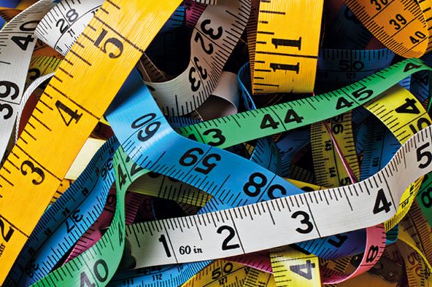 Pile of colorful measuring tapes