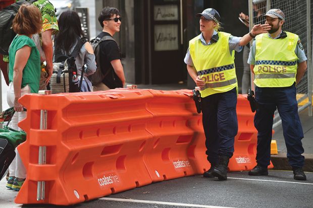 Police directing pedestrians