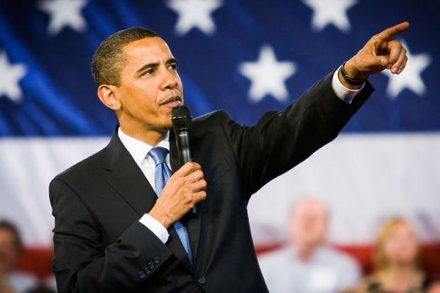 President Barack Obama taking questions from audience