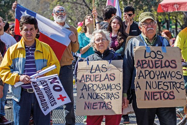 Protesters in Chile