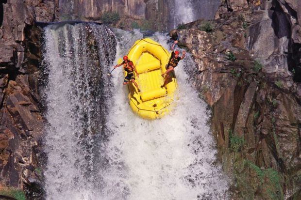 raft waterfall jump