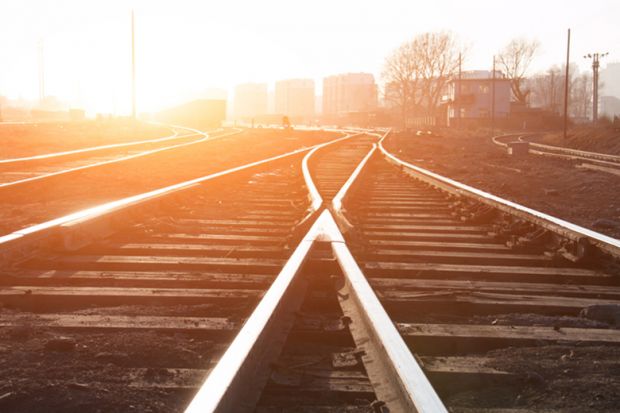 Railway tracks converging