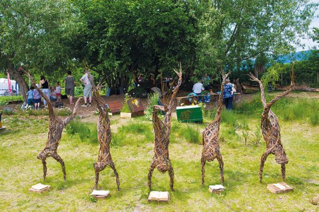 Reading tree sculpture