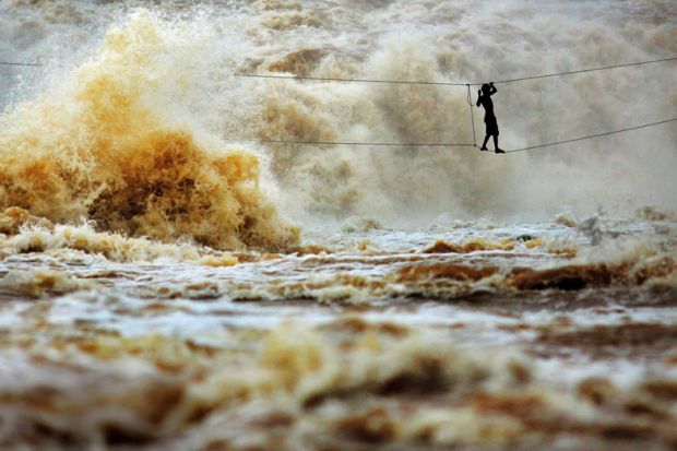 Turbulent river crossing