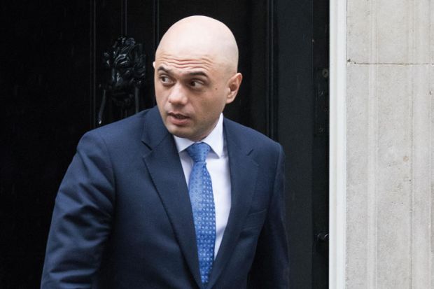 Sajid Javid exiting 10 Downing Street, London, England