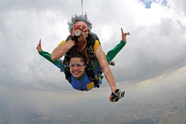 Dad and daughter in tandem skydive