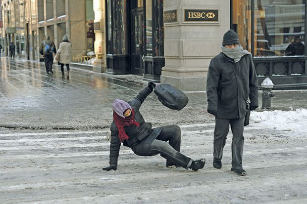 Slipping on ice