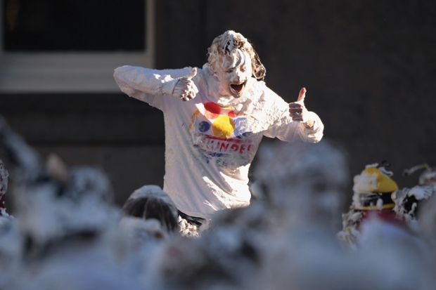 St Andrews University student taking part in Raisin Weekend