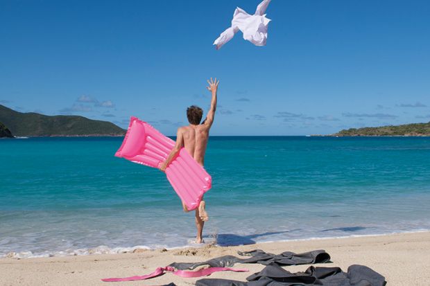 Stripping on the beach