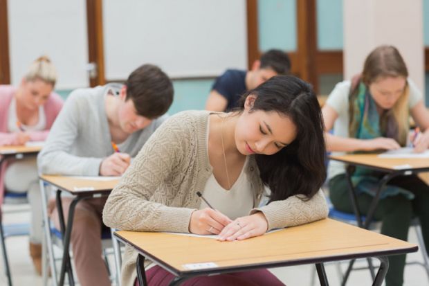 Students taking an exam